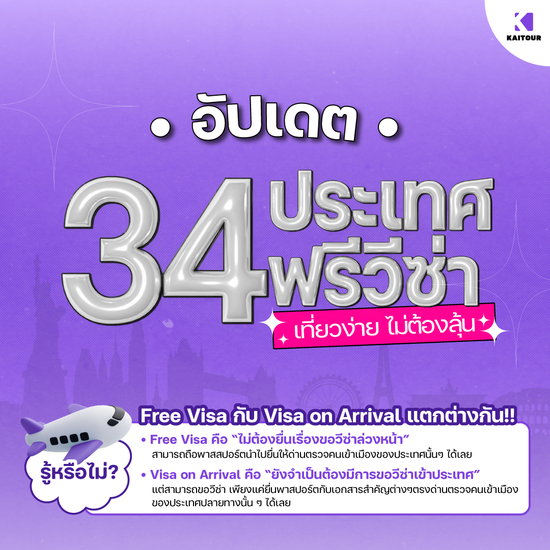 อัปเดต 34 ประเทศ ฟรีวีซ่า เที่ยวง่าย ไม่ต้องลุ้น